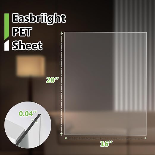 10-Pack of 16×20"×0.04" PET/Plexiglass Sheets, Transparent Flexible Plastic - Image 3