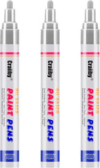 Silver Paint Markers, 3 Pack Oil-Based Waterproof Quick Dry Permanent Paint Pen by Craiiby