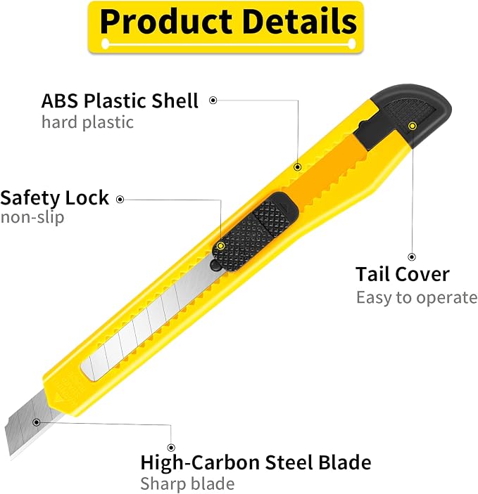 8 Pack Utility Knife Box Cutters Box Cutter Retractable, Compact Utility Knives - Image 3