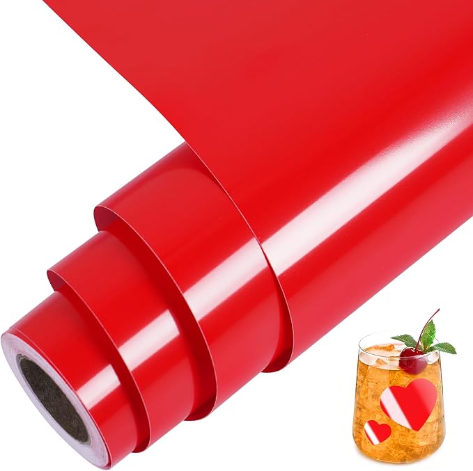TORC Red Permanent Vinyl 12" x 14 FT Glossy Red Adhesive Vinyl Roll Compatible by TORC