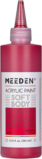 MEEDEN Soft Body Acrylic Paint: Rose Red Matte Finish - 250ml/8.45oz Bulk by MEEDEN