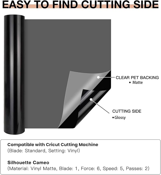 HTVRONT Black Permanent Vinyl, Silhouette, Cameo Cutters, Scrapbooking - Image 6