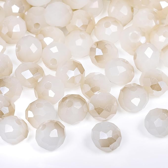 300pcs 8mm Crystal Glass Beads for Jewelry Making Faceted Rondelle Flat Beads by Nitopupu