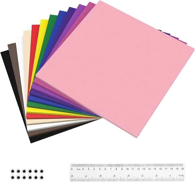 72 Pack Foam Sheets, 8x8IN 12 Color Foam Paper 1MM Foam Craft Sheets by Conchpeopleforoutdoorsports