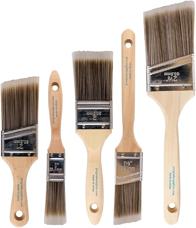 Pro Grade Paint Brushes, 5-Piece Paint Brush Set, Flat & Angle Brushes - Image 8