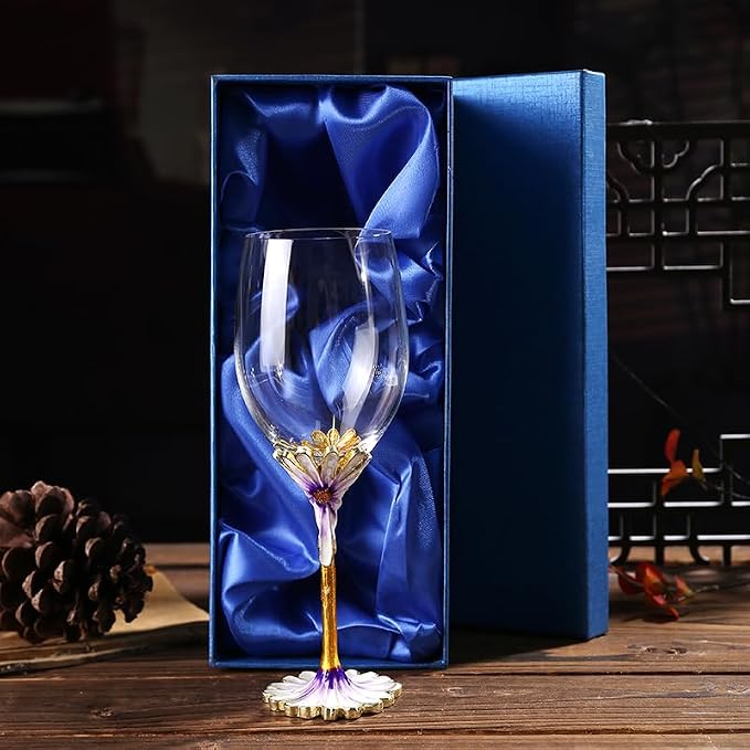 Simcat Handmade Painted Enamel Flower Glass Wine Glasses Transparent Refined - Image 6