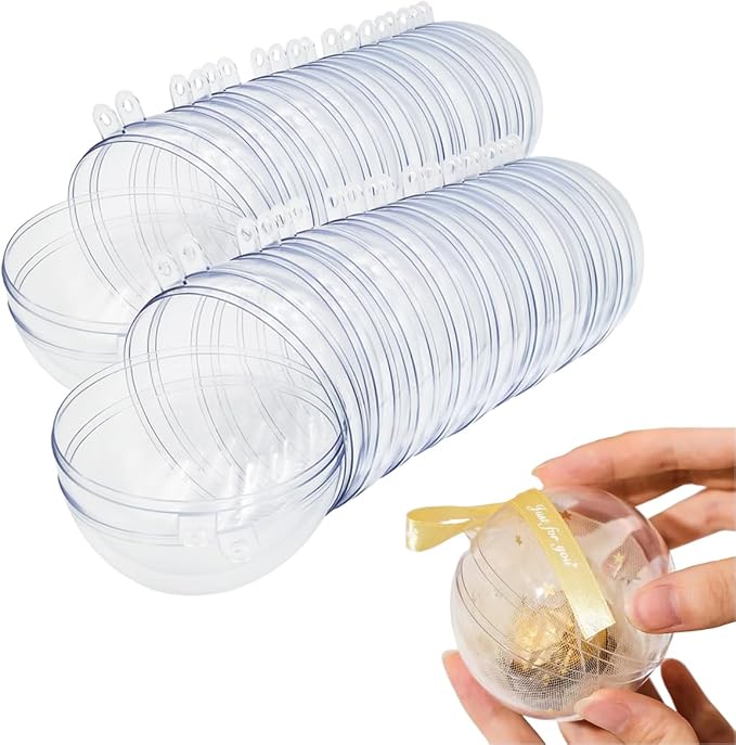 20 Clear Fillable Ornaments Balls- 100mm/3.94" Transparent Plastic Thickened by Pungi