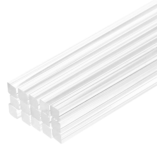 MECCANIXITY 15pcs Acrylic Square Rods 1/8" x 14" Clear Acrylic Dowel Rods by MECCANIXITY