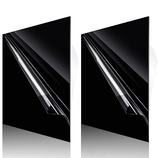 Outus 2 Pcs 12 x 12 Inch Black Acrylic Sheet 1/16 Inch Thick Acrylic Sheet by Outus