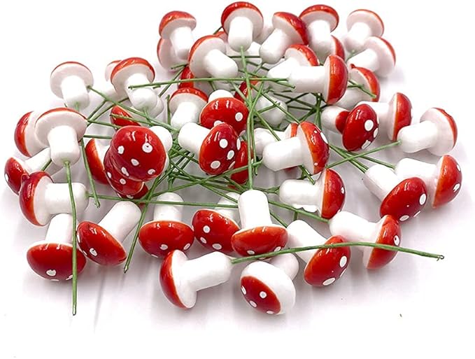 Aliotech 50 Pieces Mini Mushroom Miniatures Artificial Garden Fairy Bonsai - Image 4