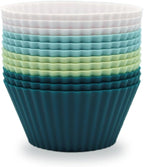 Silicone Baking Muffin Cups 12 Pack, Reusable Cupcake Liners Cake Molds by SAWNZC