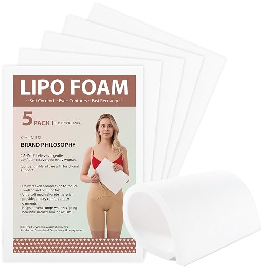 5 Pack Lipo Foam Pads, Tummy Tuck, Flattening Abdominal Compression Garments by CANMIUS