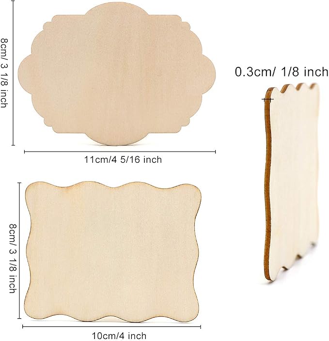 Unfinished Wood Ornaments, PETUOL DIY 32pcs 4x3in Creative Irregular Blank Wood - Image 4