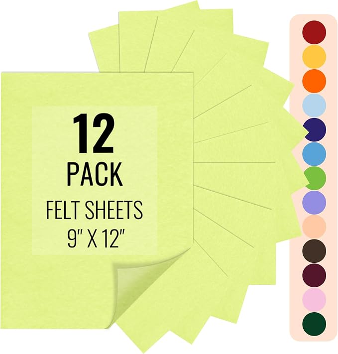 IONTACH 9" X 12" Felt Fabric Sheets 1.6mm Thick | Soft Felt by IONTACH