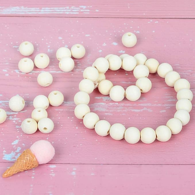 400pcs 16mm Wood Beads Natural Unfinished Round Wooden Loose Beads Wood Spacer - Image 7