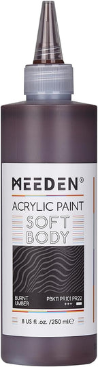 MEEDEN Burnt Umber Acrylic Paint: Matte Finish 250ml/8.45oz Soft Body Bulk by MEEDEN