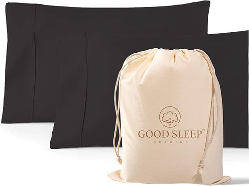 1000 TC Black King Pillowcases Set of 2 100% Egyptian Cotton Pillow Cases by GoodSleepBedding