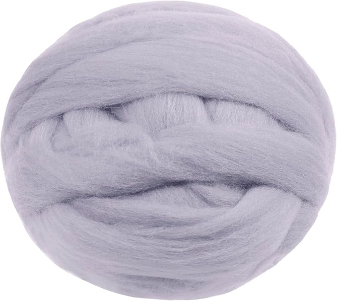 JeogYong Needle Felting Wool, 17.64oz Wool Roving Chunky Wool Yarn, Light Grey by JeogYong