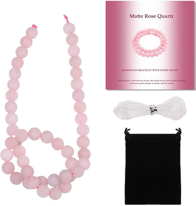 8mm Matte Rose Quartz Bead, 15-Inch Matte Round Loose Stone Beads by THRELE