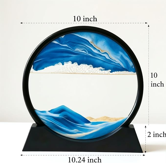 Kbkoudez Moving Sand Art Picture- Sand Art Liquid Motion 3D Sandscape, Round - Image 2