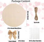 6 Pcs 16 Inch Wood Circles for Crafts Unfinished Round Wooden Discs Blank Wood - Image 2