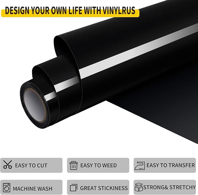 Heat Transfer Vinyl-12” x 8ft Black Iron on Vinyl Roll - Image 3