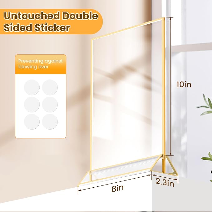 Acrylic Sign Holder Double Sided 8X10 Gold Frames - Image 2
