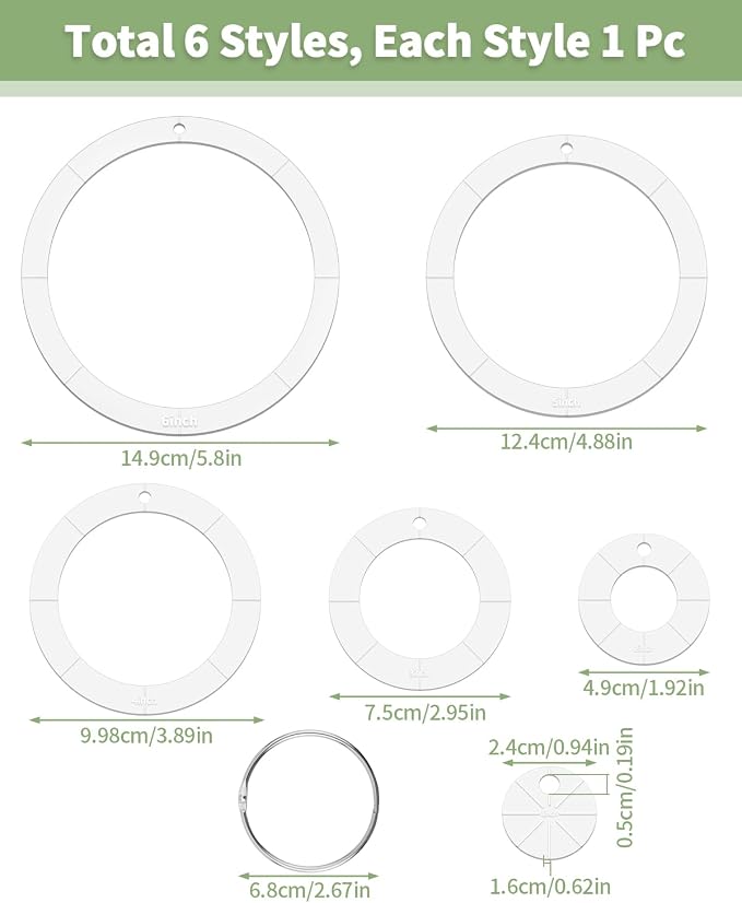 6 PCS Circle Quilting Acrylic Template Set - Image 2
