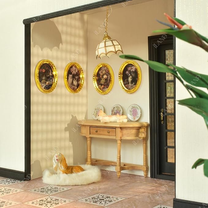 iLAND Miniature Dollhouse Accessories, 4 Dollhouse Picture Frames Set w/Printed - Image 5