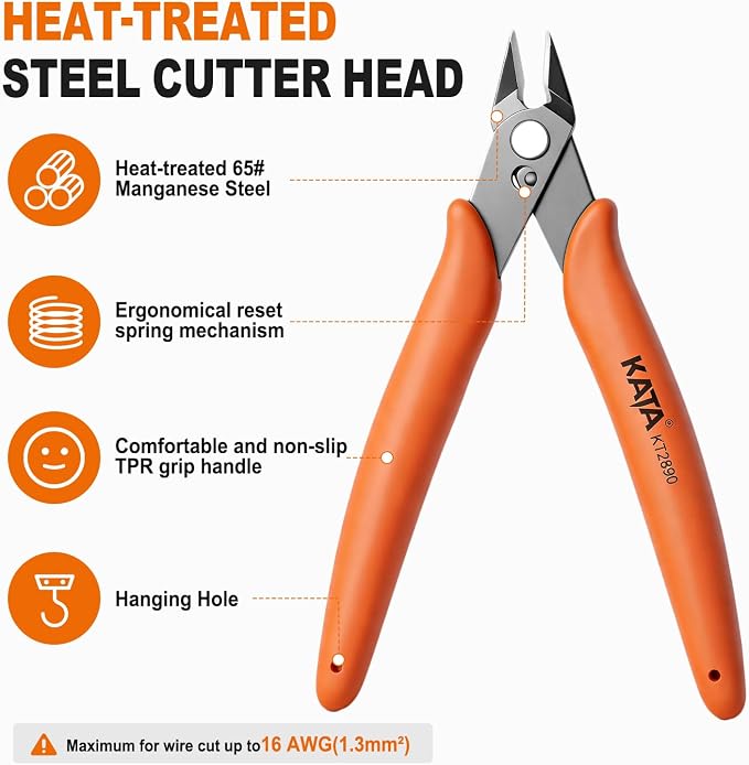KATA Mini Flush Cutters, 5-Inch Wire Cutters Plier - Image 4