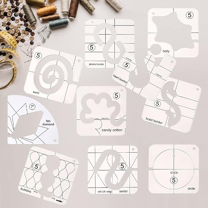 14 PCs Free Motion Quilting Template Set Includes 11 Quilting Templates - Image 5
