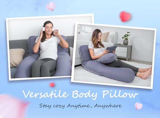 QUEEN ROSE Pregnancy Pillows, 60 Inch Cooling U Shaped Body Pillow - Image 8