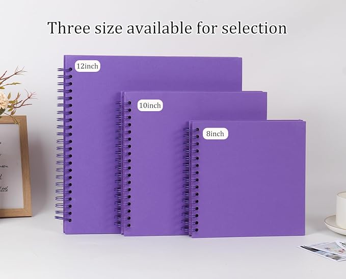 RECUTMS 8x8 Inch Scrapbook DIY Photo Album 60 Page Journal Book Dark Purple | - Image 6
