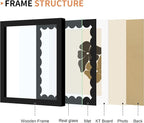 8x8 Picture Frame with Wavy Mat, Wooden Real Glass 8 x 8 Photo Frame - Image 5