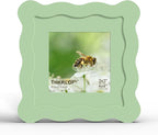 4x4 Picture Frame with Mat for 3x3, Wavy Edge Wooden Real Glass Photo Frame for by THKRLOF