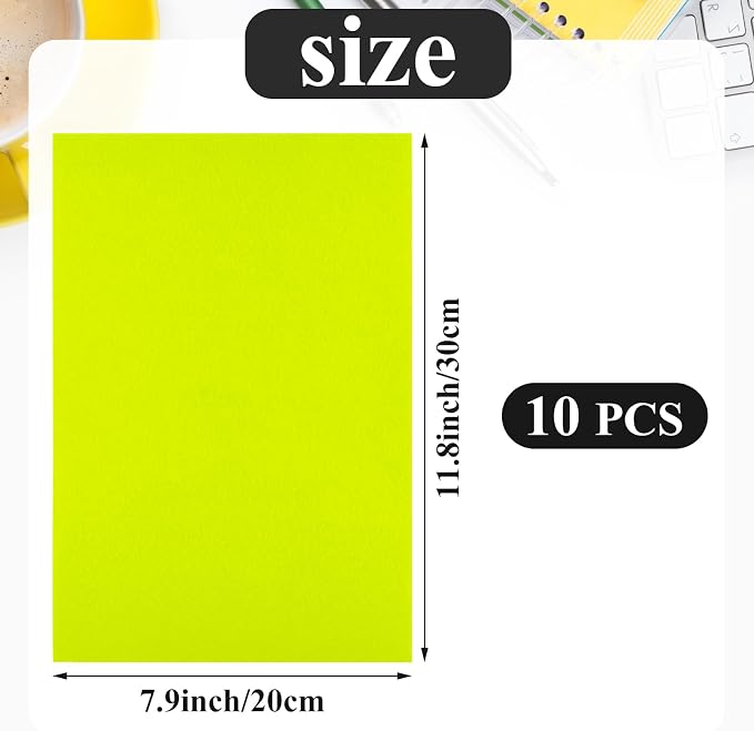 10PCS Bright Yellow Self Adhesive Felt Fabric Sheets Sticky Felt Sheets - Image 2