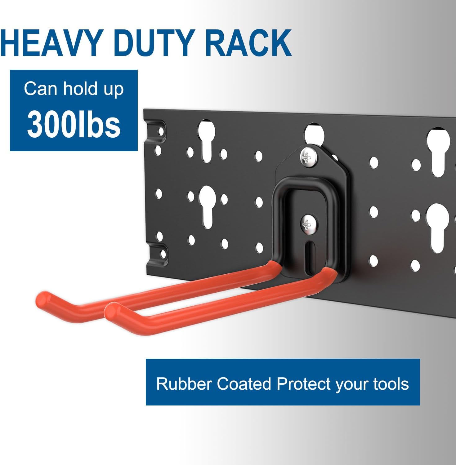 Wallmaster Wall Mount Garage Organizer Tool Storage Rack, Heavy Duty Folding Chair Hangers with 8 Adjustable Hooks, 48-inch Tracks, Max Load 300lbs