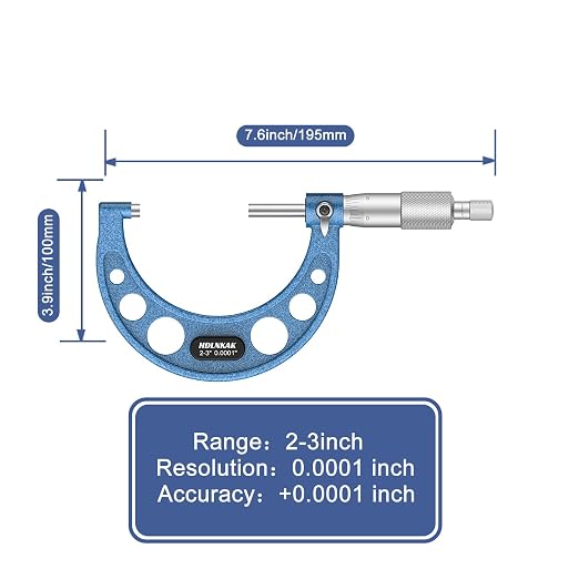 HDLNKAK Outside Micrometer Set, 2-3" Machinist Micrometer, 0.0001" Graduation - Image 2