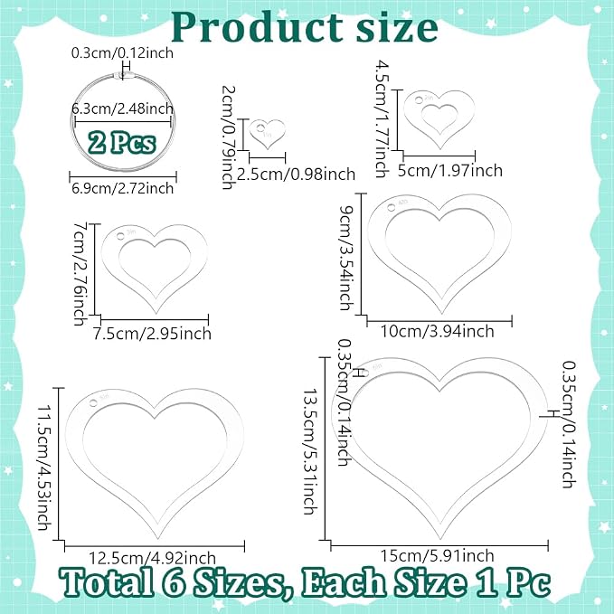 NBEADS 6Pcs Acrylic Quilting Templates Set - Image 2