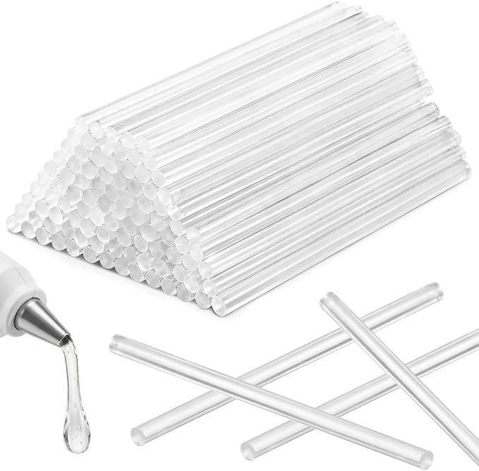 KISEER 100 Pack Clear 0.27 x 8 Inch Full Size Hot Glue Sticks Universal Fit by KISEER