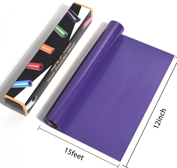 RENLITONG Purple Iron on Vinyl 12Inch by 15ft Roll HTV - Image 2