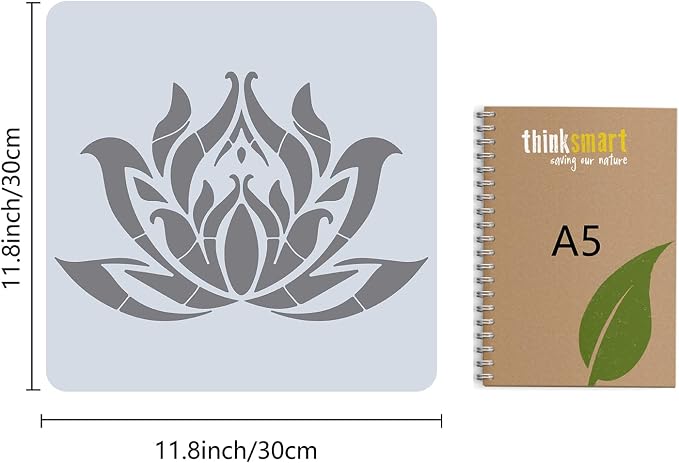 GORGECRAFT 12"X12"Lotus Flower Stencil Mandala Sacred Templates Yoga Reusable - Image 2