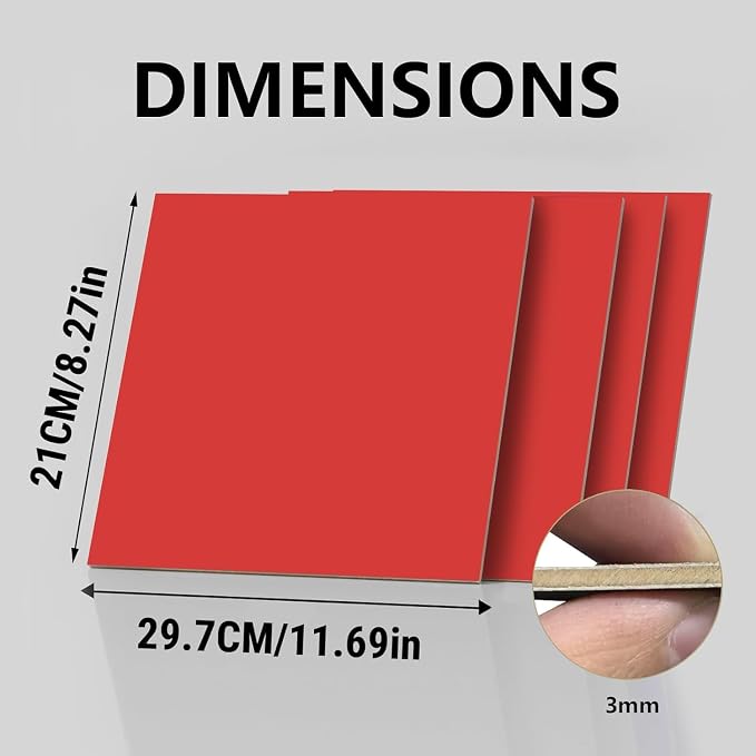 4 Pack Double-Sided Pre-Painted Colored Plywood Sheets, 11.7"x8.27"x1/8" - Image 2