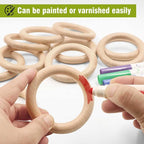 FoDau770 5pcs Natural Beech Wooden Rings, Unfinished Solid Wood Rings Heavy - Image 6