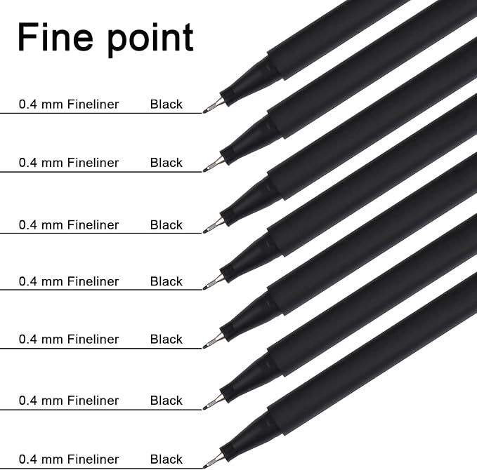 Dyvicl Journal Planner Pens Black Colored Pens, 24 Pack 0.4mm Fineliner Pen Set - Image 3