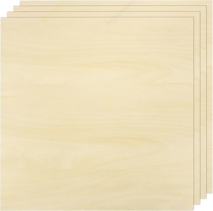 MECCANIXITY 4pcs Basswood Sheet 15" x 15" x 1/8" Unfinished Wood Plywood Boards by MECCANIXITY