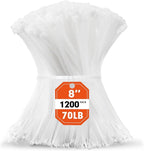 Zip Ties, RAZCC 1200pcs White Cable Zip Ties 8 Inch, Heavy Duty Plastic Wire by RAZCC