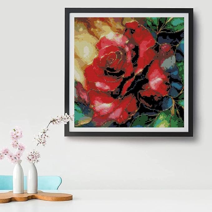 Rose Flowers Stamped Cross Stitch Kits, Embroidery Starter Kit - Image 6