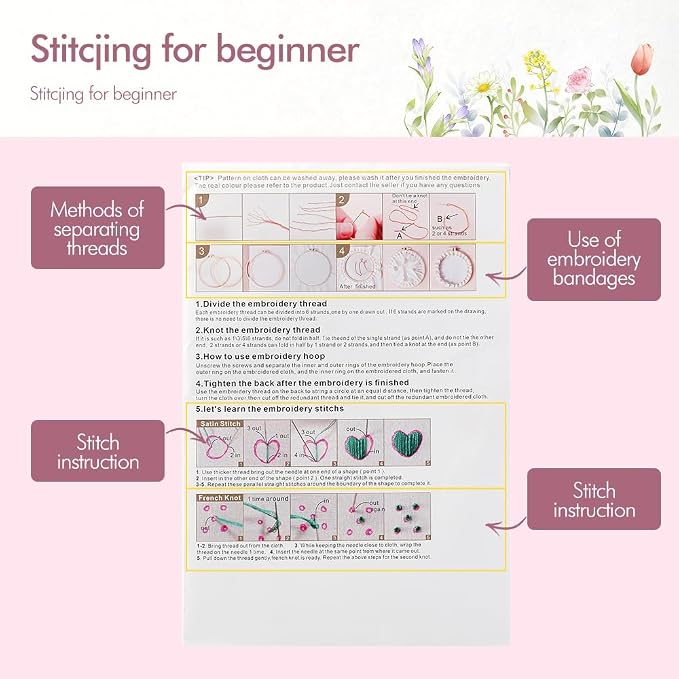 5 Pack embroidery kit for beginners Adults DIY Starter Kit, Sunflower Gifts for - Image 2