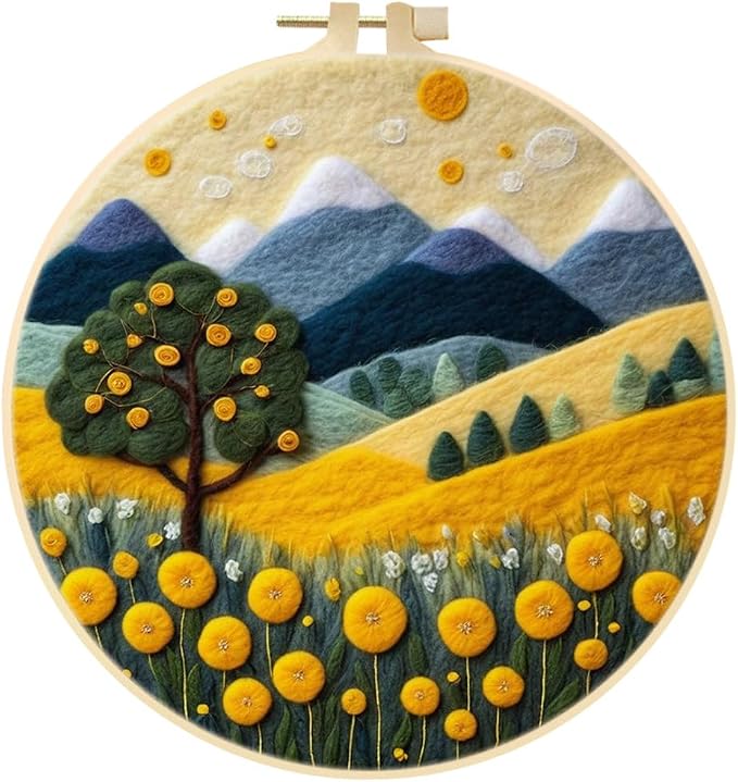 Eforcase Wool Felt Painting Needle Felting Kit, Flowers Landscape Tree Mountain by Eforcase